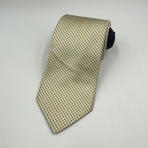 Roundtree & Yorke Necktie Yellow Blue Mens Geometric 100% Silk EUC 53 L x 3 W In